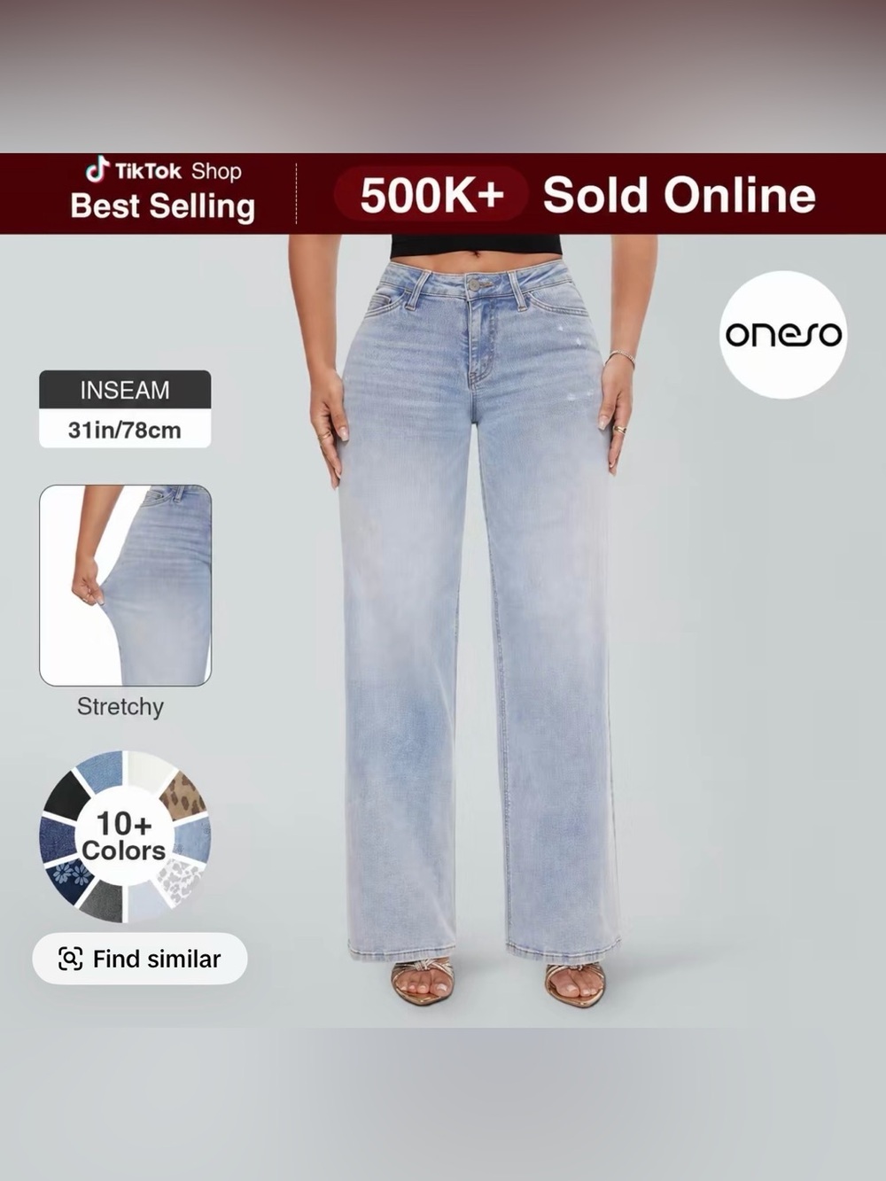 Oneso Light Wash Wide Leg Women's Jeans